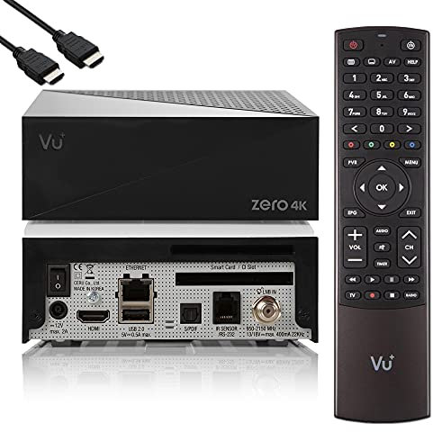 VU Zero 4K - UHD HDR Sat Receiver mit 1x DVB-S2X Tuner, E2 Linux Smart Receiver, YouTube, CI + Kartenleser, Media Player, HbbTV Mediathek, USB PVR Funktion + EasyMouse HDMI-Kabel