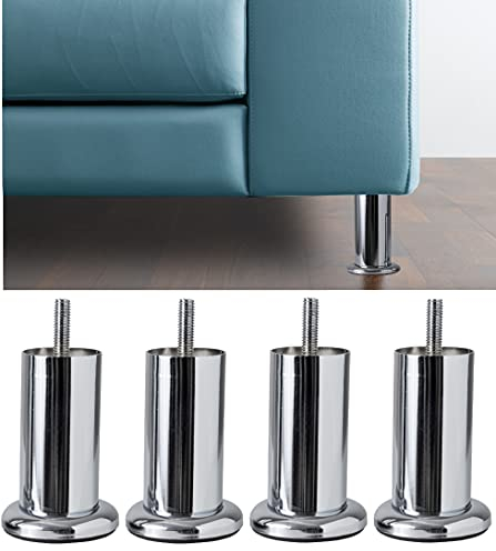 IPEA 4 Pieds de Meuble et Canapé modèle Aigue-Marine - Lot de 4 Pieds en Métal - Pieds au Élégante Design pour Fauteuils et Armoires - Couleur Chromé - Hauteur 100 mm