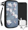 kwmobile Handytasche für Smartphones XL - 6,7/6,8 - Neopren Handy Tasche Hülle Cover Case Schutzhülle - Magnolien Taupe Weiß Blaugrau - 17,2 x 8,4 cm Innenmaße