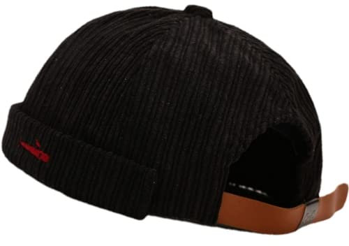 Faringoto Herren Skullies & Beanies Dockermütze Männer Trawler Fisherman Beanie randlose Kappe Rollmanschette Retro Matrosenmütze, Schwarz , Einheitsgröße