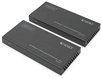 DIGITUS HDMI KVM Extender - 4k/30Hz - Sender & Empfänger - HDBaseT 1.0 - HDMI 1.4 - USB 1.1 - Reichweite bis 70m - Patchkabel ab Cat 5e