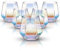NiHome Iridescent Diamond Stemless Wine Glasses 10oz Set of 6, Unique Colorful Crystal Tumblers for Red & White Wine, Cocktails, Whiskey, Gift for Women & Men