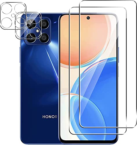 NOVAGO Compatible con Honor X8 – Pack de 4 protectores de cristal templado, 2 para pantalla y 2 para lente de cámara trasera