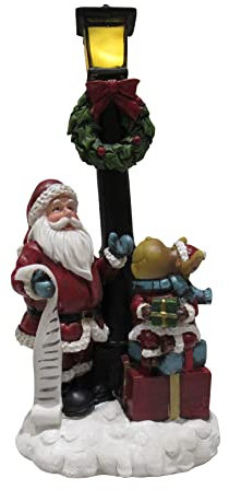 Secure Fix Direct Light Up Santa and Reindeer Christmas Figurine (Xmas List LED Ornament Decoration)