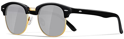 Occhsouo Polarisierte-Halbrahmen-Sonnenbrille-Unisex-Sonnenbrille-Herren-Damen Klassische Retro UV400 Schutz Rechteckig Sonnen brille Metallrahmen Autofahren Reisen,gery1