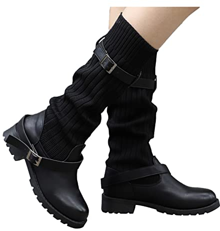 Stivali Donna Elasticizzati Vintage Camoscio Stivali Cowboy Caldo Larghi Curvy Western Boots Stivali Alti con Tacco Sopra il Ginocchio Morbidi Anfibi Stivaletti Invernali Sexy Pelle