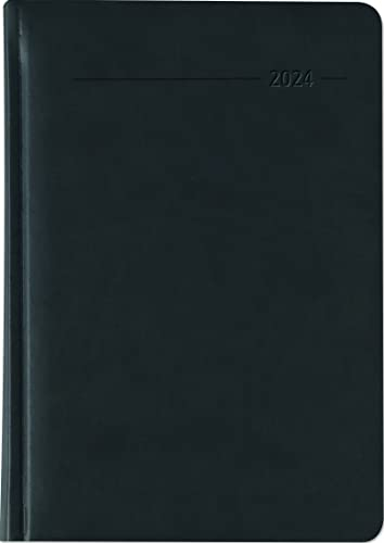 Buchkalender Tucson schwarz 2024 - mit Registerschnitt - Büro-Kalender A5 - 1 Tag 1 Seite - 416 Seiten - Tucson-Einband - Alpha Edition