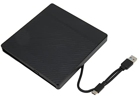 Externes DVD-Laufwerk, 9,5 mm Ultra Slim, USB 3.0 Externer CD-ROM Brenner, 5 Gbit/s Hochgeschwindigkeitsübertragung, Typ A- und Typ C-Ausgang, für Laptop und PC