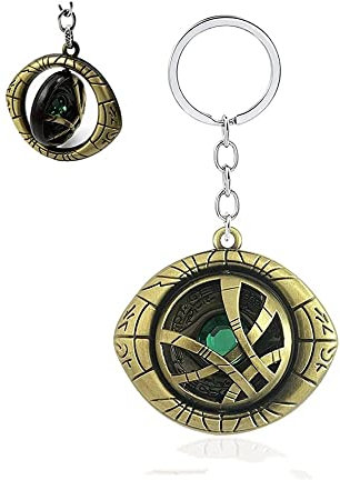 Dr Strange Eye of Agamotto Legierung Schlüsselanhänger Drehbar Schlüsselanhänger Interessanter Superhelden Schlüsselanhänger für Männer Frauen, Braun, Midium