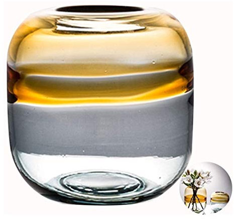 Vase pour Fleurs Fleur Artificielle Décoration Vase Moderne Salon Décoration de La Maison Dégradé Simple Bouche Ronde Gros Ventre Vase En Verre Table À Manger Coucher De Soleil Verrerie (Taille : 19 *