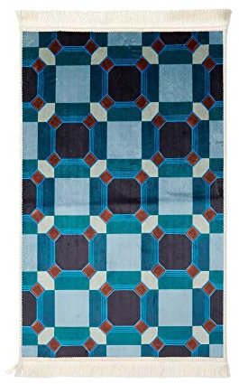 ESSENZA Teppich Teade Nightblue, 60x90 cm - 60% Polyester, 30% thermoplastischesPolyurethan, 10% Baumwolle - Kariert