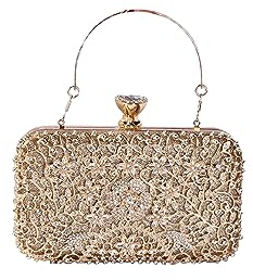 CORIOS Bolsa de Noche para Mujer Diamantes de Imitación Clutch Bolso de Fiesta Pequeña Bolso de Boda Bolsos Bandolera con Cadena Elegante Bolso de Hombro para Fiesta Banquete Boda Oro
