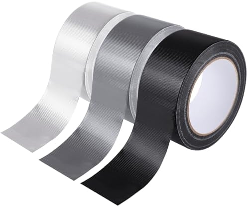XREE 3 Rolle Panzertape, 5cm x 25m Gewebeband Panzerband Wasserfestes Klebeband Textilklebeband Handreißbar für Verbinden Abdichten Bündeln (Grau, Schwarz, Weiß)