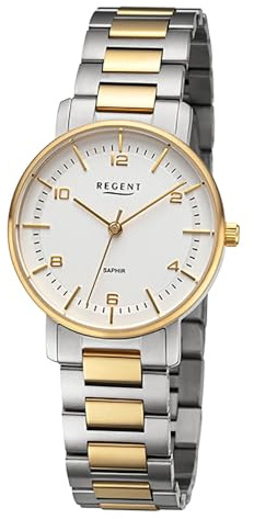 REGENT Damenuhr Stahl Bicolor ⌀32mm Saphirglas Druckfaltschließe F-1484