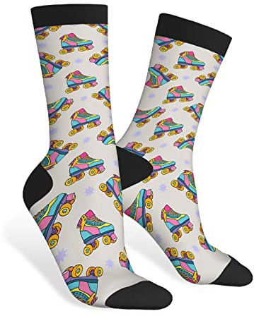 NLWQEKV Roller Derby Skates Socken Neuheit Casual Crew Socken für Damen Herren Geschenk