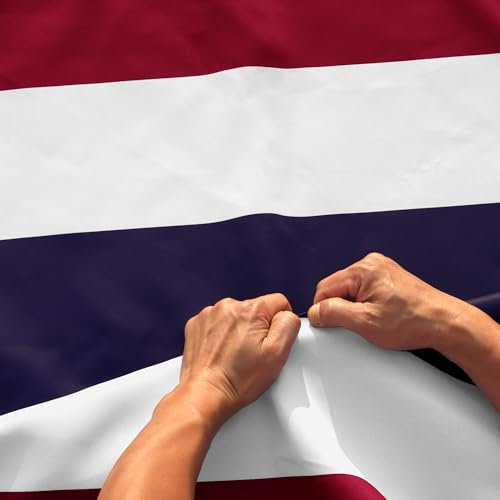 Anley Bandiera thailandese antistrappo a 3 strati, bifacciale, 3x5 piedi - Colori vivaci, intestazione in tela e antipiega - Le bandiere nazionali thailandesi più resistenti e durature, 3 x 5 piedi