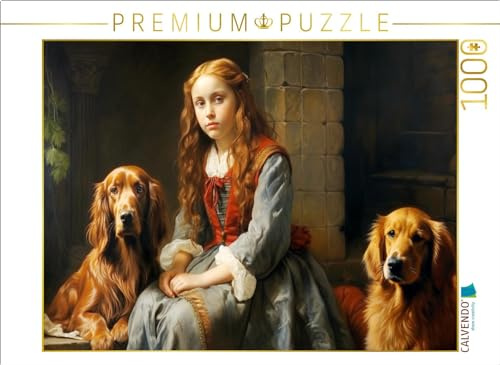 Puzzle · EIN Motiv aus dem Kalender Dame mit Hund | Junges Mädchen mit Irish Setter und Golden Retriever · 1000 Teile · Lege-Größe 64 × 48 cm · CALVENDO Puzzle