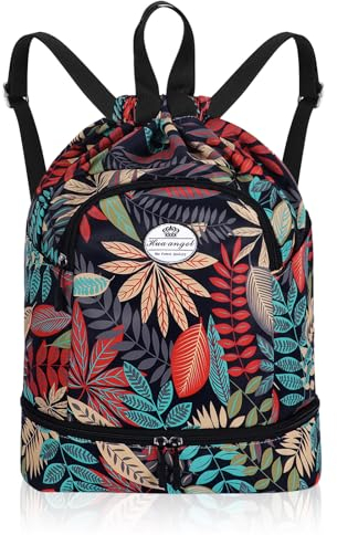 HUA ANGEL Sac à Dos avec Cordon Femme Ultra Léger Sacs a Dos de Sport Homme Avec Compartiment Chaussures pour Voyage Weekend Gym Basket Football Pickleball Piscine Plage