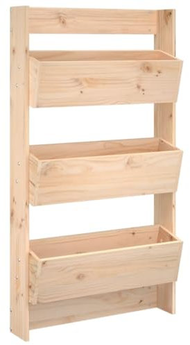 vidaXL Solid Pine Wood Wall Planter - 3-Tier Vertical Garden Box for Indoor and Outdoor - Space Saving and Easy Planting Solution