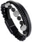 Dochais Herren Edelstahl Echtleder Armband, Jesus Christus Kruzifix Kreuz, Naturstein Geflochten Mit Magnet Verschluss, Schmuck Geschenke Für Männer (A, Schwarz, 23cm)
