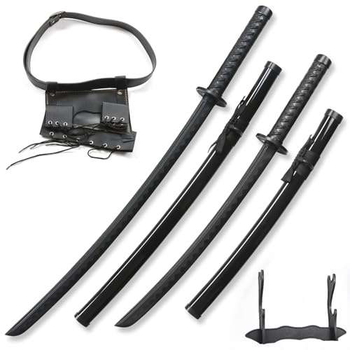 RTCT Polypropylene Training Katana Sword high Toughness Cosplay, Shooting Props,The Set Includes a Belt and Knife Holder for The Long and Short Dual Knives.