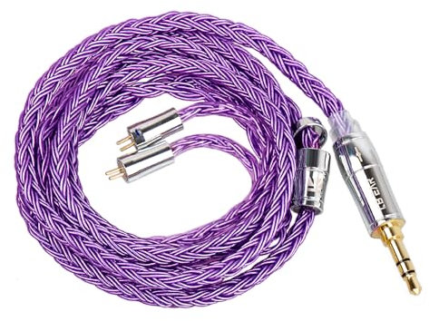 keephifi KBEAR ST18 IEM Kabel, 1.2m, einkristallbesetztes Kupfer, versilbert, Upgrade In Ear Monitor kabel mit 3,5 mm vergoldetem Stecker für KZ ZST/ES4/ZS10/AS10/ZSR/ED12/ES3 (2 polig, lila, 3,5 mm)