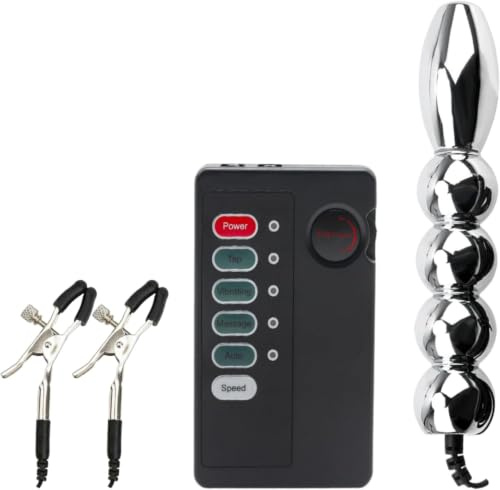 Elettrostimolazione Pinze Capezzoli Shock Elettrico Plug Anale-Dilatatore | Massaggiatore Prostatico Elettrostimolazione Host elettrico a doppia uscita SM Adulti Sex Toys per Donne Uomini e Coppie