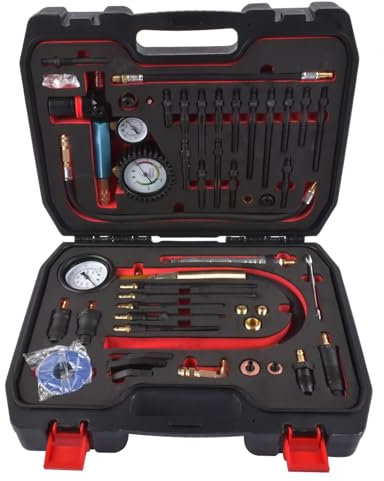 46-tlg Kompressionstester Druckverlust Tester Motoren Prüfer Kompatibel mit Diesel- und Benzinmotoren PKW LKW Hopzty