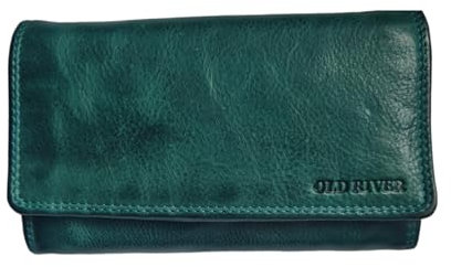 Old River Damen Leder Portemonnaie, Geldbörse Mittelgroß, Damen Börse gewaschenes Leder