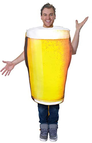 Phefop Men's Get Real Beer Pint,Men's Beer Costume,Yellow,Polyester,99cm Length,76cm Shoulder Width,European and Fantasy Theme Elements,Halloween,Christmas,Carnival,Birthday,Party
