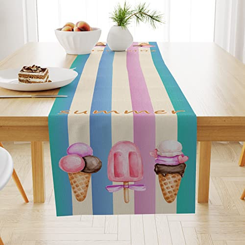 Table Runners Colorful Ice Cream Coffee Table Runner Decorative,Linen ,Decoration Kitchen Dining Table Decoration For Home Party Decor