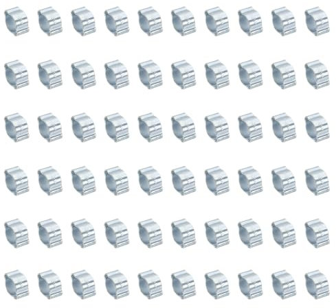 PATIKIL 60 Pack 7-9mm Double Ear Hose Clamp, Galvanized Steel O Clip Crimp Rings for Fuel Petrol Pipe Tube Fitting Connections, Silver Tone