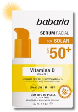 Babaria Gesichtsserum, Vitamin D, Sonnenschutz, für Damen und Herren, Anti-Falten, 30 ml, LSF 50 für alle Haut