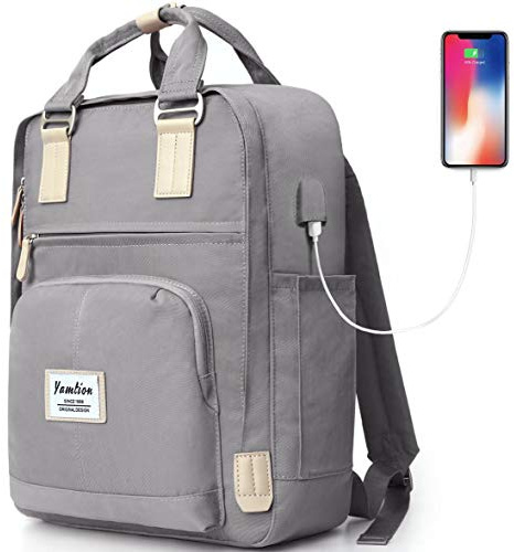 YAMTION Rucksack Laptop Damen,Schultasche Mädchen Jungen Schulranzen für Frauen mit USB-Ladeanschluss für 15,6 Zoll Laptop
