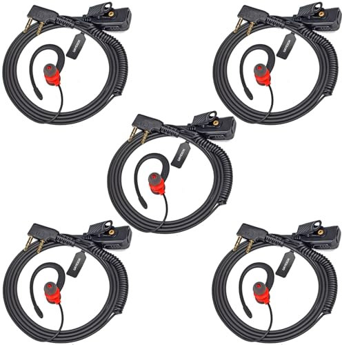 UAYESOK Walkie Talkie - Auriculares de radio en forma de G, 2 pines, para Baofeng UV5R 888s UV-82HP BF-F8HP Kenwood con micrófono PTT y auriculares (5 unidades)
