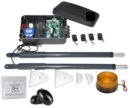 KONGMM Sliding Gate Motor, 12VDC 220VAC Swing Gate Motor Telescopic Motorization Kit For Double Leaf Gate Support Back-up Battery Y Solar Powered(Kit1)