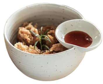 Keramik-Salatschüssel mit Dip-Soßenschale, Chip- und Dip-Servierset für Partys, Porzellan-Rührschüssel-Sets, rundes Vorspeisen-Set für Snacks, Gemüse, Knödel, Obst, Suppe, unterhaltsame Gastgeberin (1