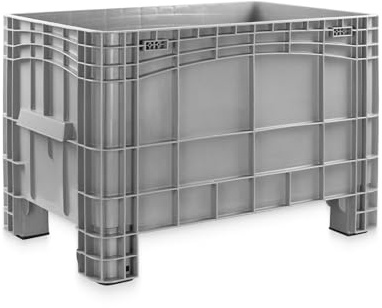 Großbehälter mit 4 Füßen und 285 Liter Volumen 104x64x67 cm | Transportwagen | Großer Behälter als Umzugsbehälter, Transportbox, Lagerbehälter (Grau, Ida XL Füße)