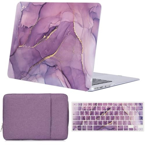 FFBOFFC Hülle für MacBook Pro 13 Zoll 2020 2019 2018 2017 2016 Freisetzung A2338 A2289 A2251 A2159 A1989 A1708 A1706, Kunststoff Hartschale Case & Tasche &Tastaturdeckel, Lila vergoldeter Marmor
