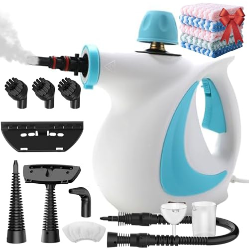 Dampfreiniger Red Hut, Red Hot Dampfreiniger, Kompakte Tragbar Dampfreiniger Handgerät, Red Hat Steam Cleaner, Dampfreiniger mit Zubehör für Alles (Blau)