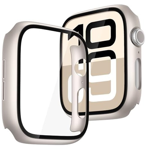 Recata Hülle mit Displayschutz für 40mm Apple Watch SE3/SE2/SE/Series 6/5/4 | 2 Stück Schutzhülle mit Gehärtetem Schutzglas für SE3/SE2/SE/Serie 6/5/4, Kratzfest Hart Case, 1 Sternenlicht + 1 Transparent