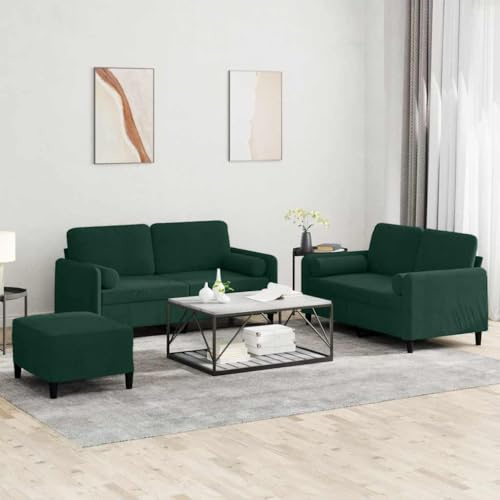 Frdhee Bettcouch, 3-TLG. Sofagarnitur mit Kissen Dunkelgrün Samt Kleines Schlafsofa für Wohnzimmer Schlafzimmer Wohnung