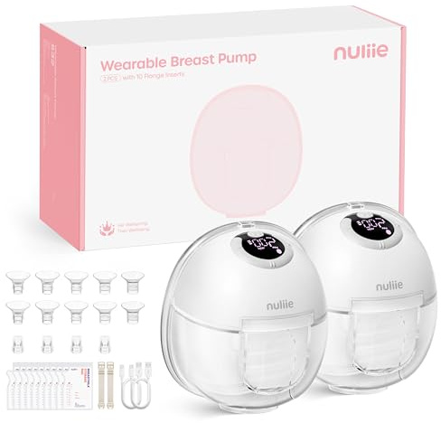 Nuliie Electric Breast Pump Hands-Free S32, Wearable Portable Breast Pumps 4 Modes 9 Levels, 24MM Comfortable Flange, More Private, Replaced Accessories Included (2 Pack, White)