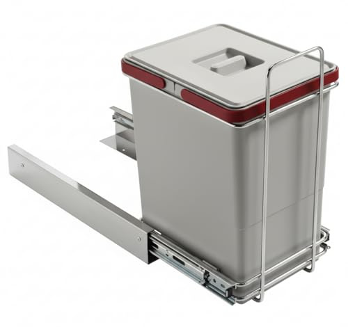 Cubo de basura extraíble de 18 litros para la recogida selectiva en carro deslizante para fregadero, sistema de extracción deslizante, cubo de basura bajo fregadero, medidas 23 x 41 x 40,5 cm