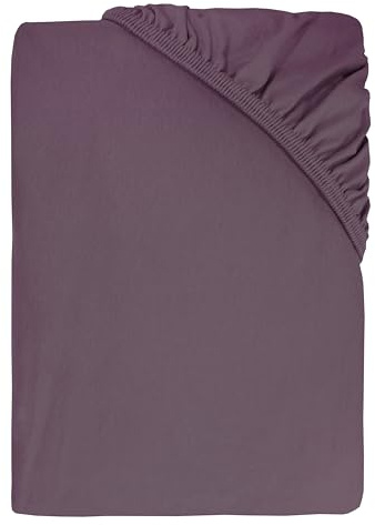 Dyckhoff Spannbettlaken Jersey 95% Baumwolle, Lila, 140-160x200cm | Rundumgummizug, 5% Elasthan, 35cm Steghöhe, elastisch, geeignet für hohe Matratzen, langlebig, pflegeleicht
