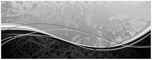 Wallario Küchenrückwand selbstklebend 115 x 50 cm, Motiv: Grau-Schwarze Schnörkelei mit Wellen | Spritzschutz abwischbar & pflegeleicht