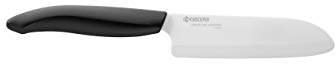 Kyocera 11.5 cm FK Series FK-115 WH-BK EU, Mini Cuchillo Santoku, Hoja de cerámica de circonio, Afilada a Mano, Ligera, no corrosiva, sin Transferencia de Sabor, Apta para lavavajillas, Negro
