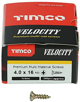 TIMCO Velocity Premium Multi-Use Countersunk Gold Woodscrews - 4.0 x 16 - Box of 200