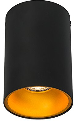 Qazqa Deckenstrahler, Deckenspot - Deep - Schwarz Gold, max. 50W, Geeignet für LED, 9.5cm, Ideal als Wohnzimmerlampe, Küche lampe und