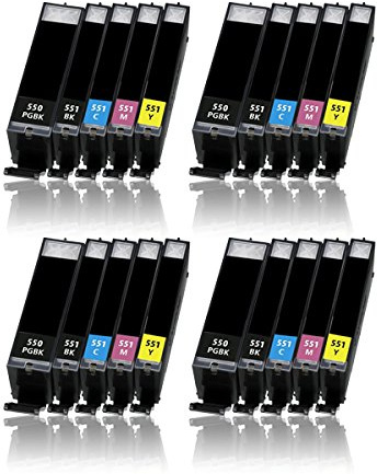Cenado 20 Druckerpatronen kompatibel für Canon PGI550 CLI551 für Canon PIXMA IP7250 IP8750 IX6850 MG6450 MG7550 MX920 MX925 etc.